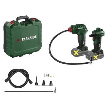   ParkSide akkus kompresszor  PALP 20 LI C3 és  PAK 20 LI C3 akkumulátoros levegőpumpaszett 20V /2 Ah, akku és töltő nélkül