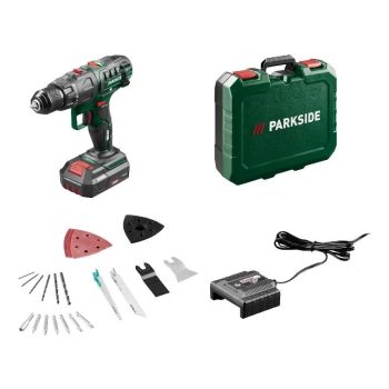   ParkSide PKGA 20 LI D2  Cordless Multi-Tool X20V akkus 3 az 1-ben multifunkciós szerszámgép (fúró, fűrész, csiszoló), kombinált készülék akkumulátorral és tötővel